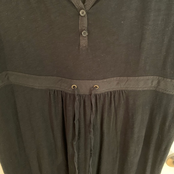 Women’s Large Eddie Bauer 100% Cotton, Black Maxi Dress w/Adjustable Waist Tie - Picture 11 of 15